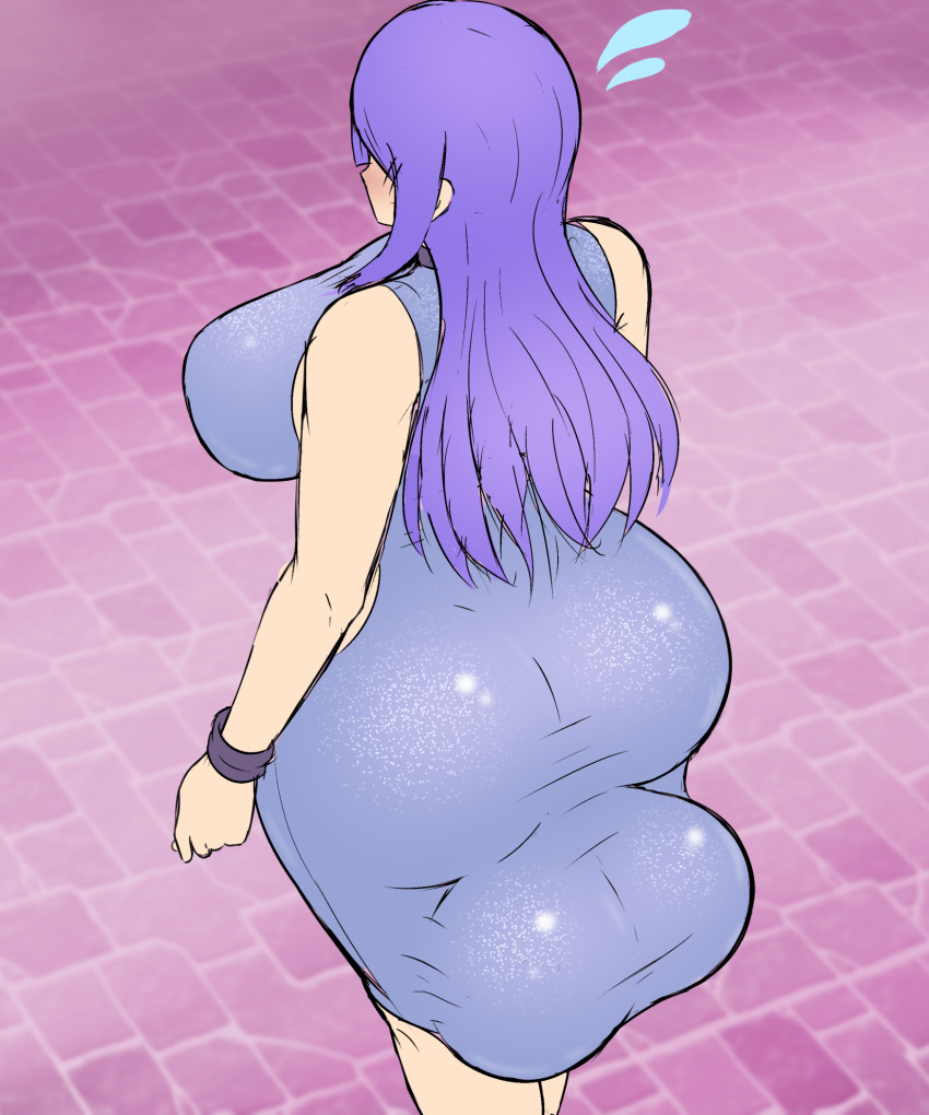 1futa ass ass_in_dress back_view backsack balls breasts clothed clothing dickgirl dress faceless faceless_character faceless_futanari fibilis flying_sweatdrops fully_clothed futa_only futanari huge_ass huge_balls huge_breasts huge_testicles human kera_(fibilis) pale_skin solo solo_futa standing sweatdrop testicles tight_clothing wide_hips