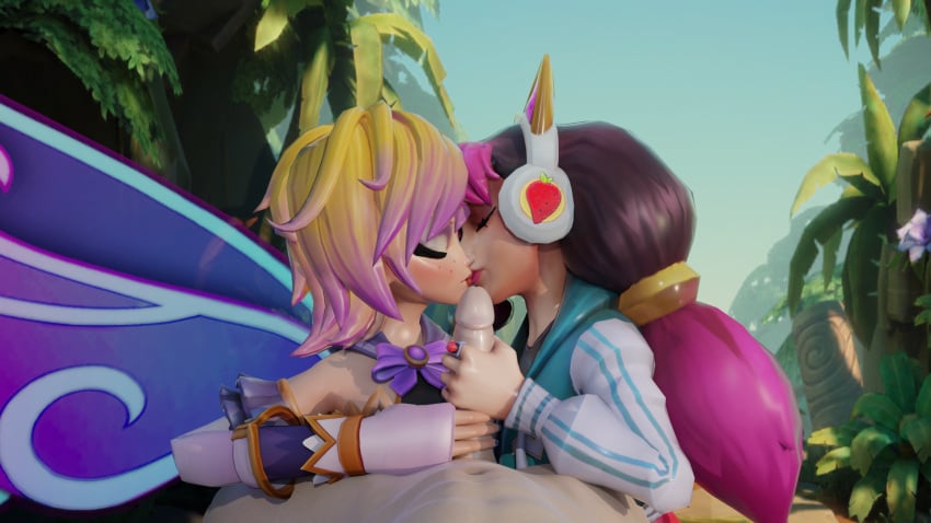 1boy 2girls 3d female maeve_(paladins) male multiple_girls paladins penis tagme willo_(paladins)