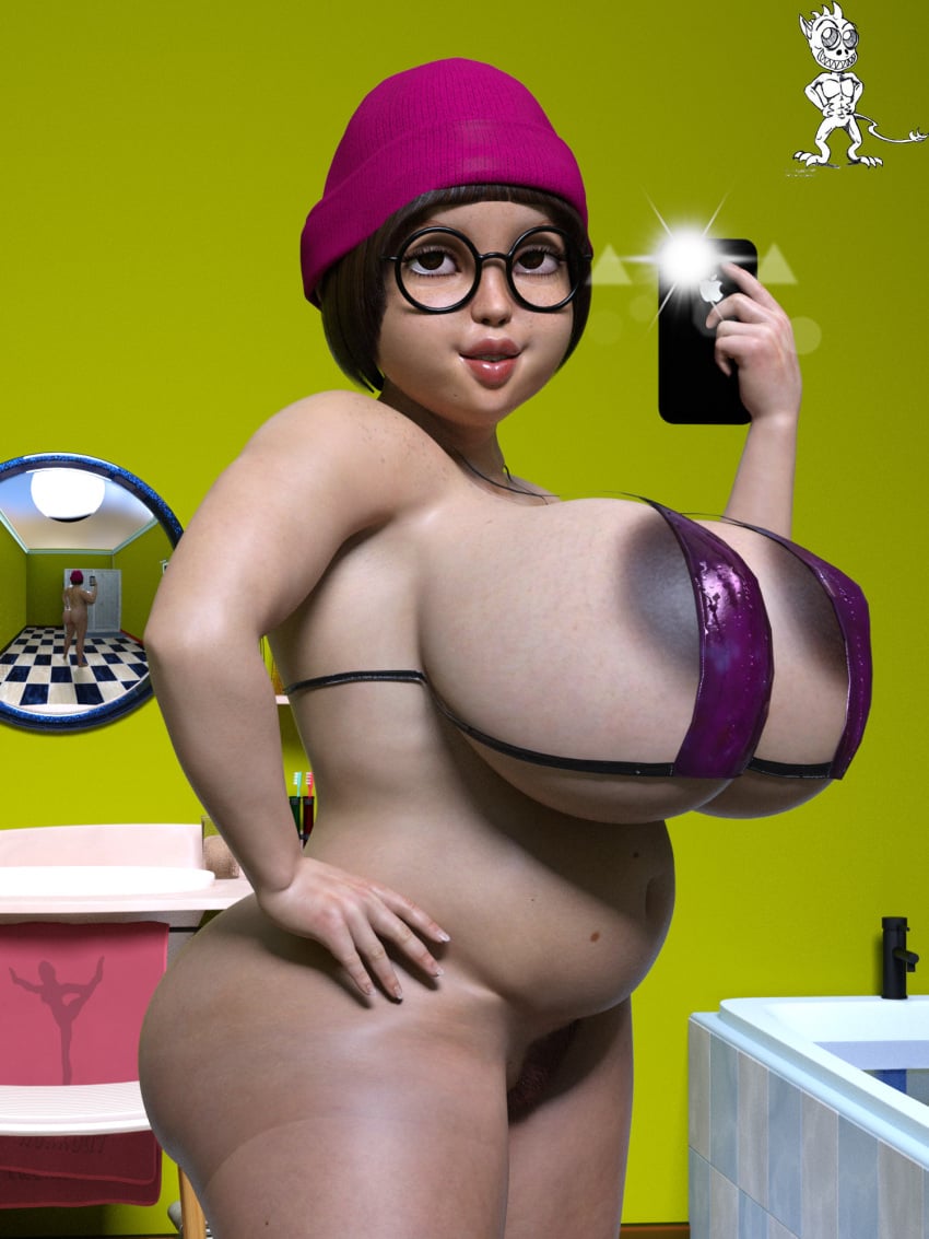 1girls bbw big_ass big_belly big_breasts big_butt chubby chubby_female chup@cabra dark_areola family_guy glasses looking_at_viewer meg_griffin mirror mirror_reflection selfie