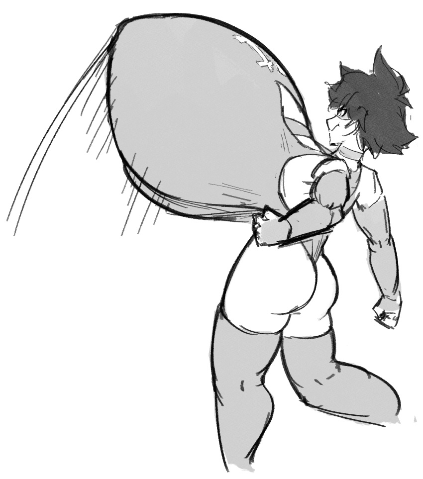 10t 1girls ass female greyscale huge_breasts leotard monochrome my_hero_academia short_hair simple_background solo takamoom thighhighs white_background