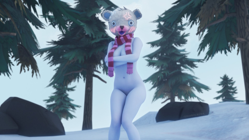 1girls 3d 3d_(artwork) bear bundles_(fortnite) fortnite nude_female s1nnerfox scarf tagme