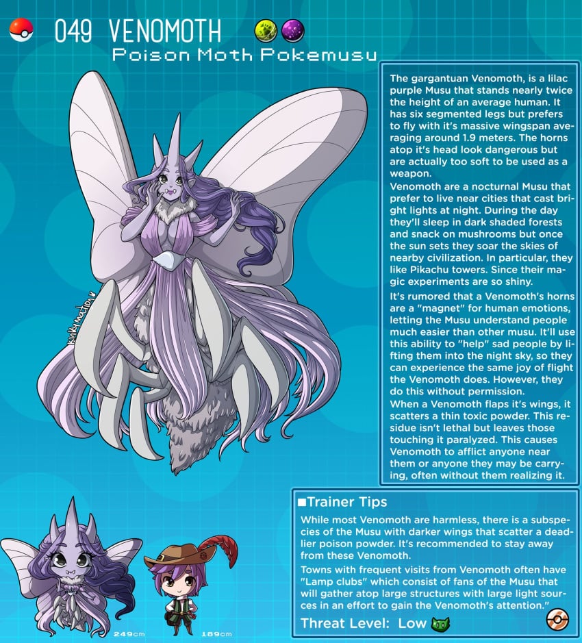 boob_window creature_index english_text highres humanoid kinkymation moth moth_girl nintendo page_49 page_number pokémon_(species) pokemon pokemon-girl_encyclopedia pokemorph pokemusu profile tagme text text_box venomoth