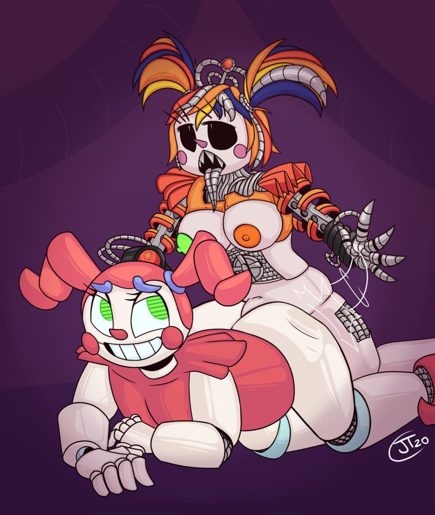 5_fingers anal ass_slap baby_(fnafsl) big_ass big_breasts circus_baby circus_baby_(fnaf) clown enjoying female five_nights_at_freddy's five_nights_at_freddy's:_sister_location futa_on_female futanari green_eyes jtcircus messy_hair penetration red_hair robot robot_girl scrap_baby scrap_baby_(fnaf) selfcest sharp_teeth smiling