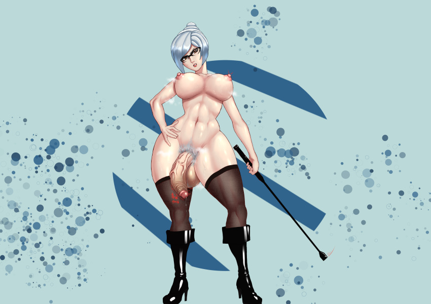 1futa absurdres areolae balls big_penis breasts dickgirl erection futa_only futanari highres human kokobiel musk nipples nude pale_skin penis prison_school pubic_hair shiraki_meiko silver_hair smell solo solo_futa testicles thick_thighs thighhighs wide_hips