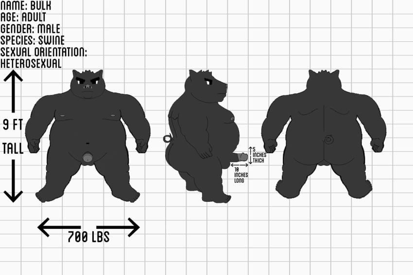 3:2 anonymous_artist anthro bulk character_sheet chubby circumcised english_text erection hi_res huge_cock male male_only nude pig plantigrade porcine straight suina sus_(pig) text thick_penis