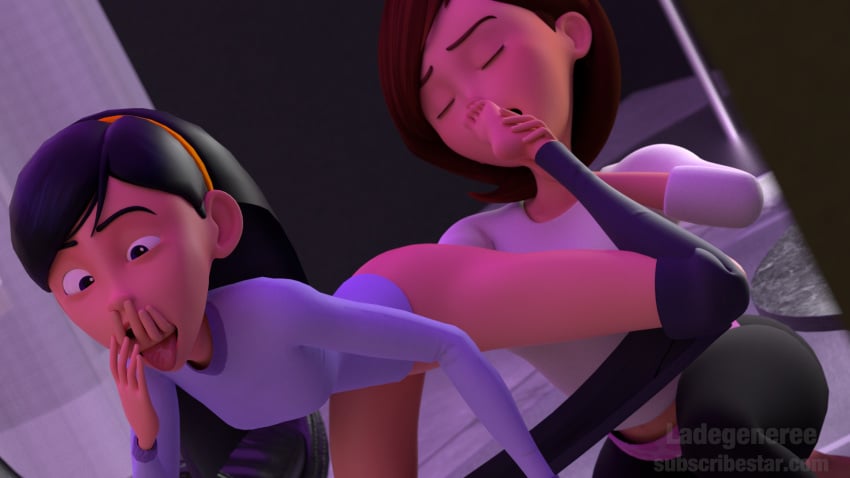 2girls 3d 3d_(artwork) age_difference all_the_way_through anal anal_only anal_threading daughter disney fingers_in_nose fisting foot_fetish helen_parr incest milf mother mother_and_child mother_and_daughter parent parent_and_child parent_and_daughter pixar sniffing the_incredibles violet_parr yuri