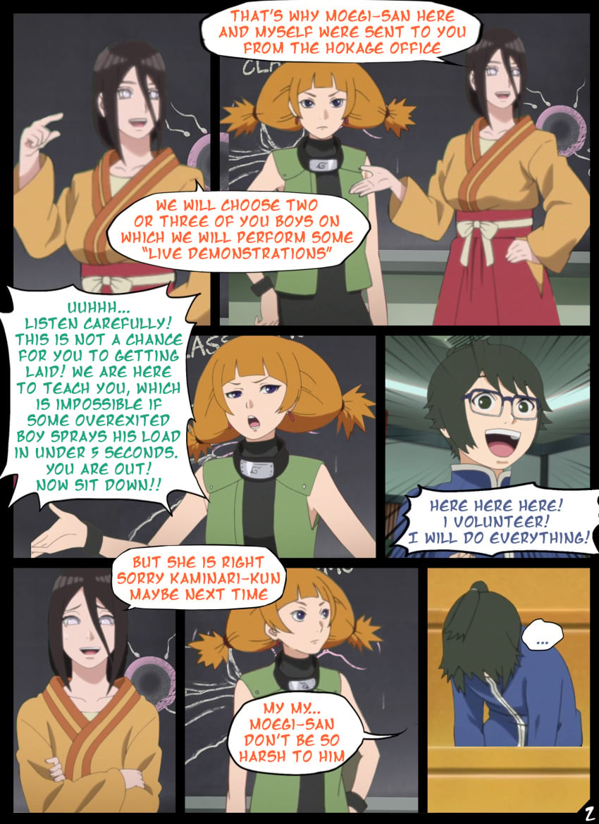 blackboard boruto:_naruto_next_generations comic english_text glasses hyuuga_hanabi kaminarimon_denki kazamatsuri_moegi naruto naruto_(series) nyxworks page_2