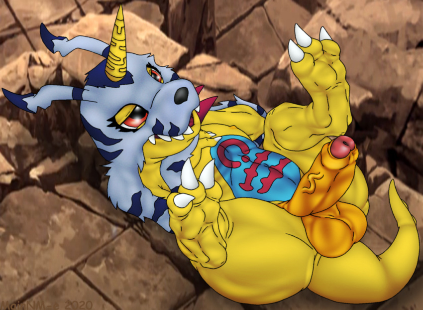 digimon fur gabumon horn mainnm-e male male_only muscle penis scaley uncut