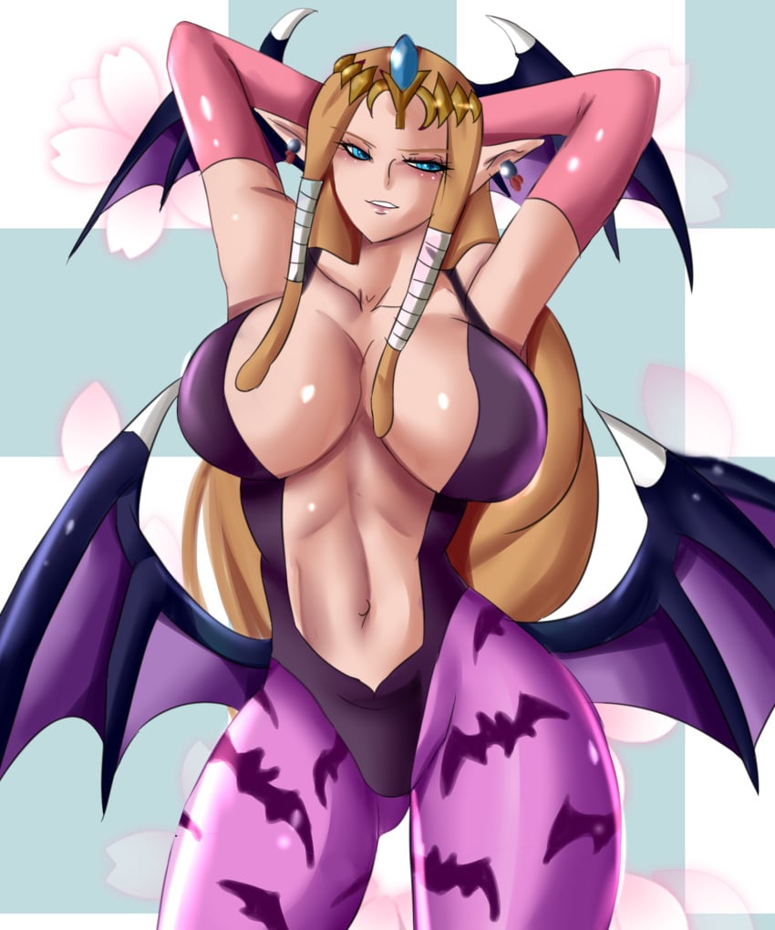 1girls clothing cosplay darkstalkers hipponova huge_breasts large_breasts morrigan_aensland morrigan_aensland_(cosplay) princess_zelda solo the_legend_of_zelda twilight_princess zelda_(twilight_princess)