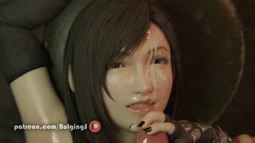 1boy 1boy1girl 1girls 3d absurdres bulgingsenpai cum cum_on_face cumshot eye_contact facial final_fantasy final_fantasy_vii final_fantasy_vii_remake highres light-skinned_male looking_at_another oral pale-skinned_male penis pov sfm tagme tifa_lockhart uncensored