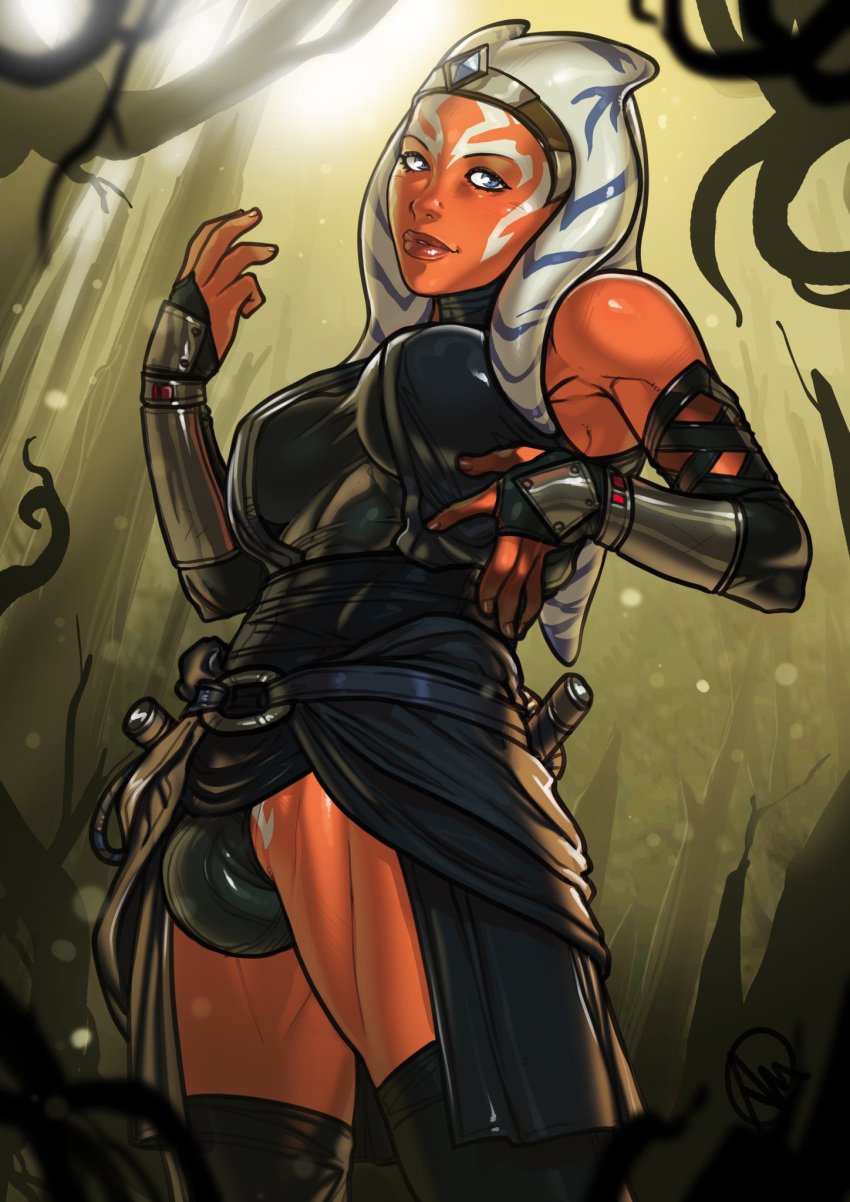 1futa ahsoka_tano alien alien_futanari alternate_version_available arm_up armor armwear athletic athletic_futanari background ball_bulge balls balls_in_panties balls_under_clothes bare_legs black_clothing blue_eyes breasts bulge cameltail corvus_(planet) day erect_nipples eyelashes eyes fingerless_gloves fingernails flaccid forest futa_only futa_sans_pussy futanari ganassa gloves hand_on_waist horn humanoid large_breasts latex legs legwear leotard long_gloves looking_at_viewer muscular_futanari nails nipple_bulge nipples open_eyes orange-skinned_futanari orange_body orange_skin outdoor_nudity outdoors panties panty_bulge penis penis_bulge penis_in_panties penis_under_clothes pose pubic_tattoo rpbe shiny_clothes signature skin_tight solo standing star_wars stockings sunlight tentacle tentacle_hair the_mandalorian thighs togruta vambraces wide_hips