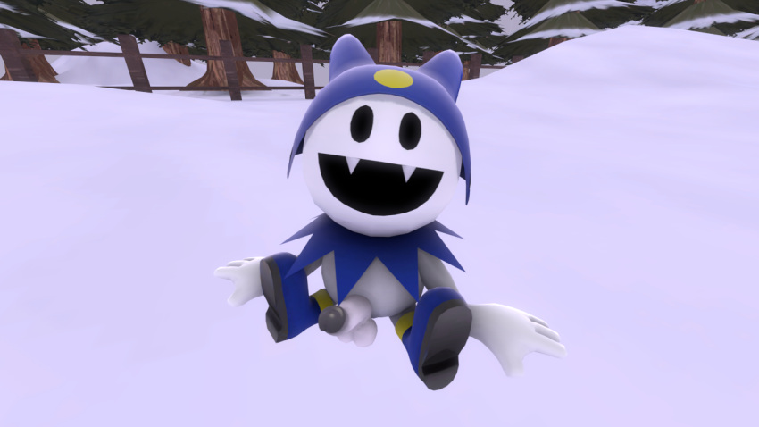 16:9 3d atlus balls clothing demon genitals hat headgear headwear humanoid humanoid_genitalia humanoid_penis jack_frost_(megami_tensei) looking_at_viewer male male_focus male_only megami_tensei open_mouth penis skyer solo solo_male source_filmmaker video_games white_body widescreen