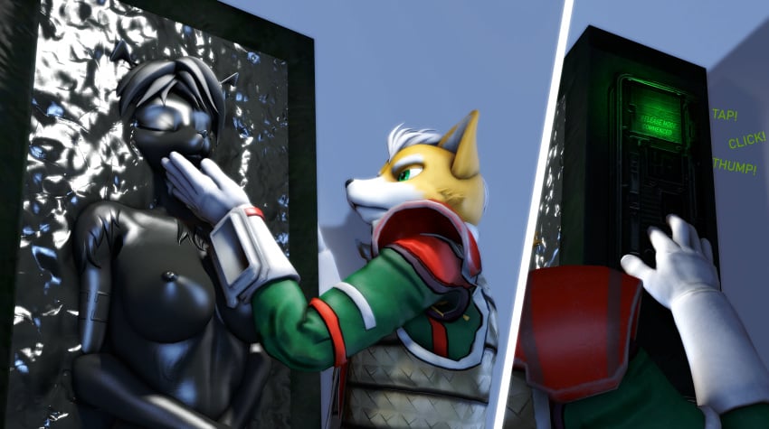 absurd_res anthro bound carbonite comic encasement female fox_mccloud hi_res krystal male nintendo nude sfmcarbonfreezer star_fox star_wars straight video_games