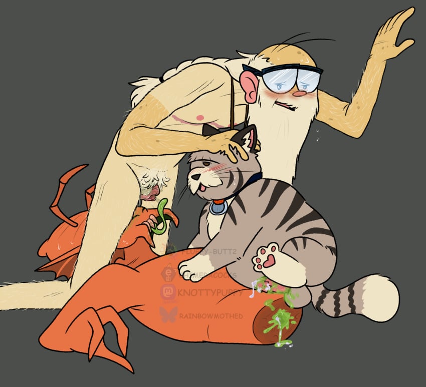 absurd_res after_sex alien alien_humanoid ambiguous_gender amputee animal_genitalia animal_penis anthro balding big_clitoris bisected blood bodily_fluids chimeracocks clitoris collar collar_only colored_blood cum cum_inside disability domestic_cat elderly eyewear eyewear_only felid feline feline_genitalia feline_penis felis feral genital_fluids genitals glasses glasses_only gore green_blood green_body group hair hand_on_head hi_res human humanoid jewelry long_beard long_hair long_tongue male male/male mammal mastectomy_scar necklace nude open_mouth overweight overweight_feral papa_g_(kid_cosmic) penis scar sharp_teeth stuck_chuck sweat sweatdrop teeth tongue trans_(lore) trans_man_(lore) trio tuna_sandwich_(character) unusual_blood unusual_bodily_fluids vaginal_fluids wearing_glasses wound_fucking