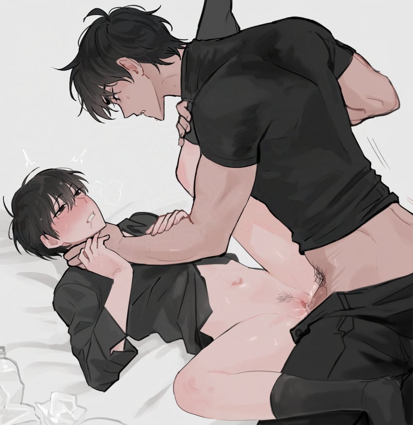 1cuntboy 2boys andromorph big_dom_small_sub black_hair bottomless choking clothed cuntboy dominant dominant_male domination fluids gay hand_around_neck intersex kim_dokja male muscular muscular_arms omniscient_reader's_viewpoint pants_down penis pinned pubic_hair pussy questionable_consent size_difference taotaille vagina vaginal_penetration vaginal_sex yaoi yoo_joonghyuk