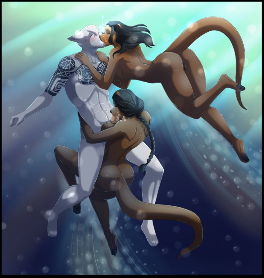 2019 4_toes 5_fingers abs air_bubbles anthro anthro_on_anthro anthro_penetrated anthro_penetrating anthro_penetrating_anthro arm_tattoo ass athletic athletic_anthro athletic_female athletic_male black_hair black_nose braided_hair breasts brown_body brown_fur canid canine canis chest_tattoo closed_eyes dingo dreaj1 fellatio female female_on_anthro female_penetrated fingers fur genitals group group_sex hair hands_on_shoulders hi_res kalea_(lei-lani) ken_dalton kissing long_hair lutrine malana_(lei-lani) male male_on_anthro male_penetrating male_penetrating_female mammal mustelid navel nude oral oral_penetration paizuri penetration penile penile_penetration penis pussy sex shoulder_tattoo skinny_dipping story story_in_description straight swimming tattoo the_depths threesome titjob toes underwater underwater_sex water white_body white_fur white_hair ziggie13