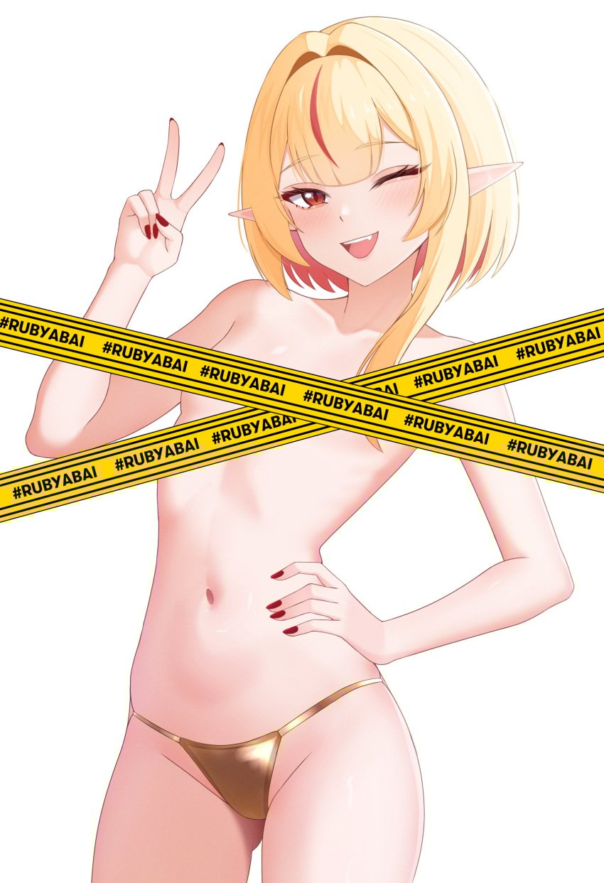 blonde_hair corp) elf_ears elf_female elf_girl female female_focus female_only front_view hag hair idol_corp idol_es light_skinlight-skinned_female long_hair necromancer nude nude_female pointy_ears red red_eyes ruby_runeheart small_breasts solo solo_focus two_tone_haireternals_(idol vtuber1girls witch youngelf