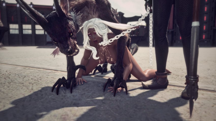 chains defeated feral_on_female final_fantasy_xiv gpose(ffxiv) rape raped tagme viera