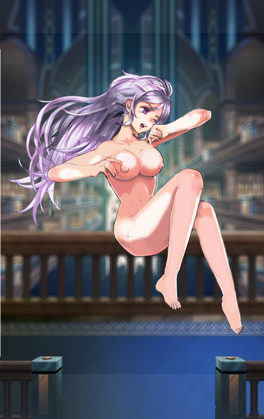 1girls alternate_hairstyle barefoot big_breasts completely_nude edit fire_emblem fire_emblem:_genealogy_of_the_holy_war fire_emblem_heroes guava128 hair_down ishtar_(fire_emblem) long_hair nintendo nipples nude nude_edit nude_female nude_filter one_eye_closed purple_eyes purple_hair revision scar tears