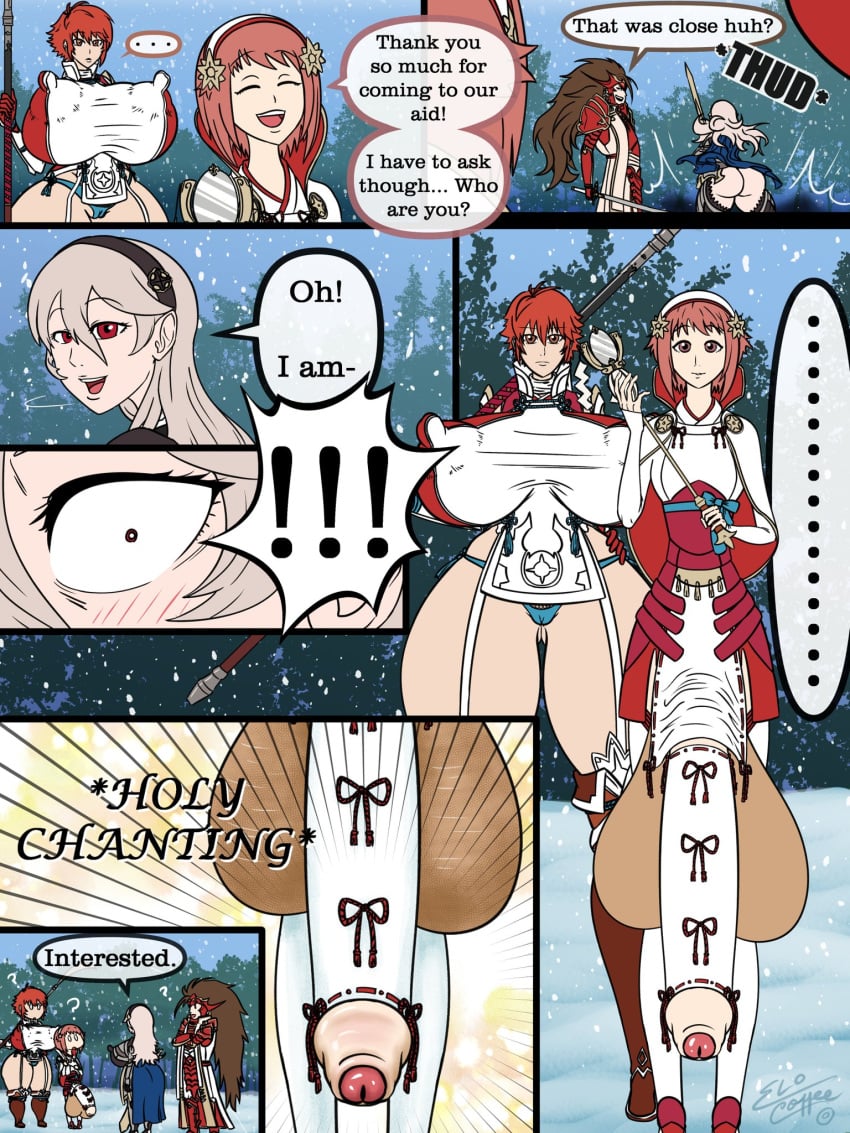 1futa 2girls 3girls alternate_breast_size alternative_bust_size ass balls big_ass bimbo blue_panties breasts chibi clothed clothing cock_sleeve coffeetheseeker comic confused corrin_(fire_emblem) corrin_(fire_emblem)_(female) dialogue english_text erect_nipples_under_clothes female fire_emblem fire_emblem_fates foreskin futanari gigantic_areola gigantic_ass gigantic_balls gigantic_breasts gigantic_nipples gigantic_penis happy hinoka_(fire_emblem) horny huge_breasts human hyper hyper_ass hyper_balls hyper_breasts hyper_penis hyper_testicles imminent_sex japanese_armor long_nipples long_penis love nintendo pale_skin panels partially_clothed penis penis_awe penis_out read_from_right_to_left red_eyes right_to_left ryoma_(fire_emblem) sakura_(fire_emblem) skimpy small_but_hung snow speech_bubble staff text thick_thighs unconvincing_armor winter