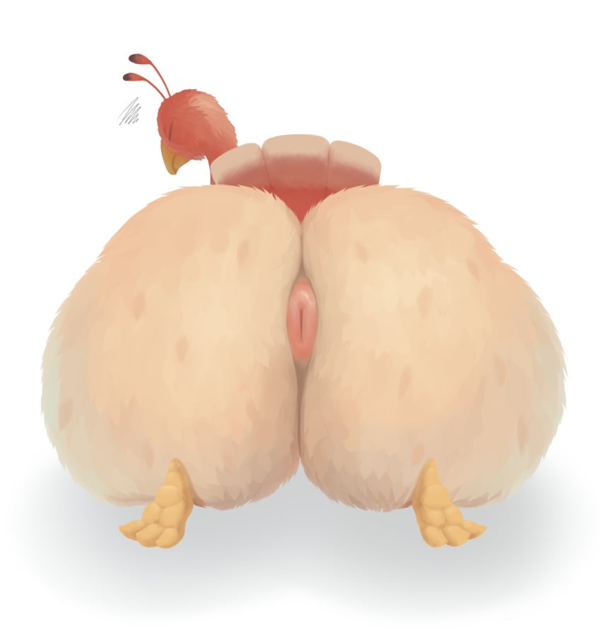 ambiguous_gender animal_genitalia anus ass avian beak big_butt bird butt butt_shot cloaca closed_eyes feathers feral furry galliform genitals hi_res huge_butt miitopia nude otherthatguy phasianid rear_view red_body red_feathers semi-anthro solo tail_feathers turkey twerkey