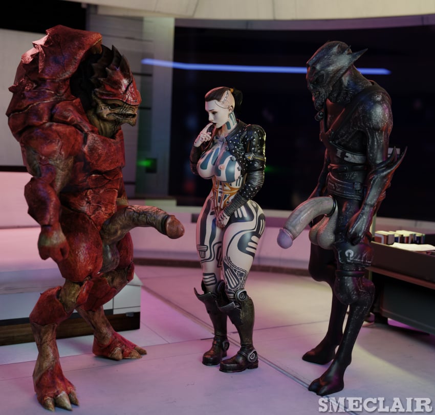 1girls 2boys 3d big_ass big_balls big_breasts big_penis bioware body boots breasts cock_ring curvy curvy_body curvy_female curvy_figure curvy_hips eclairsm finger_in_mouth hand_on_pussy huge_cock jack_(mass_effect) jacket krogan large_ass looking_at_penis mass_effect mass_effect_3 monster monster_cock penis_cutout ponytail tattoo tattoo_on_arm tattoo_on_butt tattoo_on_chest thick thick_ass thick_penis thick_thighs toe_claws tribal_tattoo unconvincing_armor undercut unguligrade urdnot_wrex vorcha