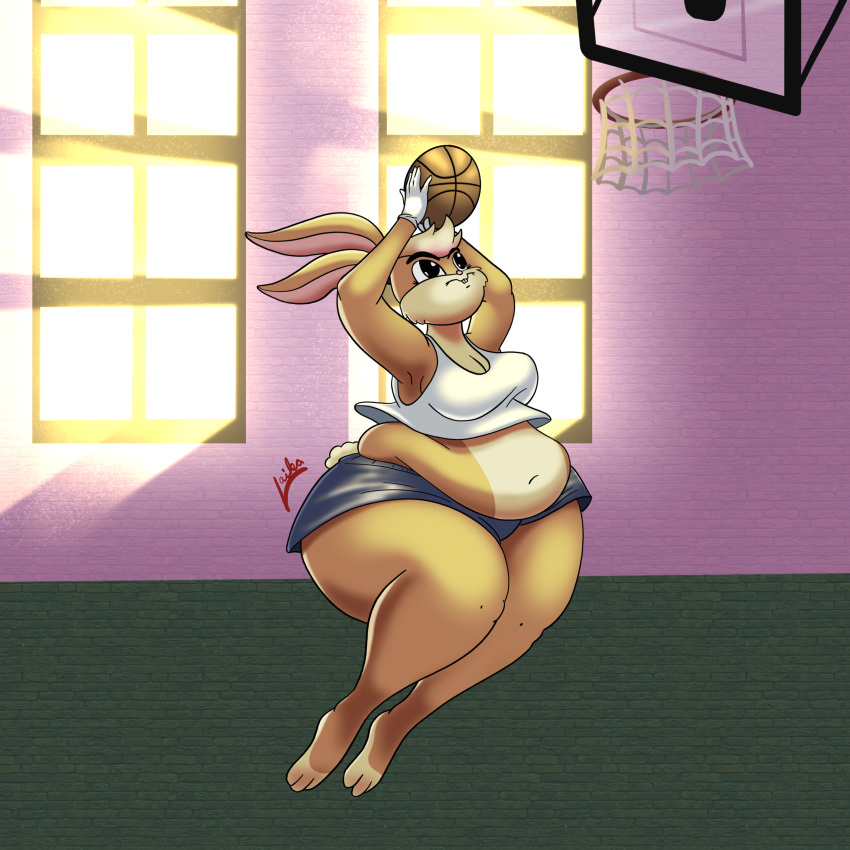 1girls anthro basketball basketball_(ball) basketball_court basketball_hoop basketball_uniform bbw big_ass big_breasts blonde_hair bottom_heavy breasts buckteeth bunny busty chubby chubby_female cleavage cream_fur ear fat female female_focus female_only furry hips jersey jumping lagomorph lagomorph_humanoid lola_bunny looney_tunes overweight overweight_female rabbit shorts slylaika space_jam tan_fur thick_thighs thighs tight_clothing voluptuous waist warner_brothers weight_gain wide_hips