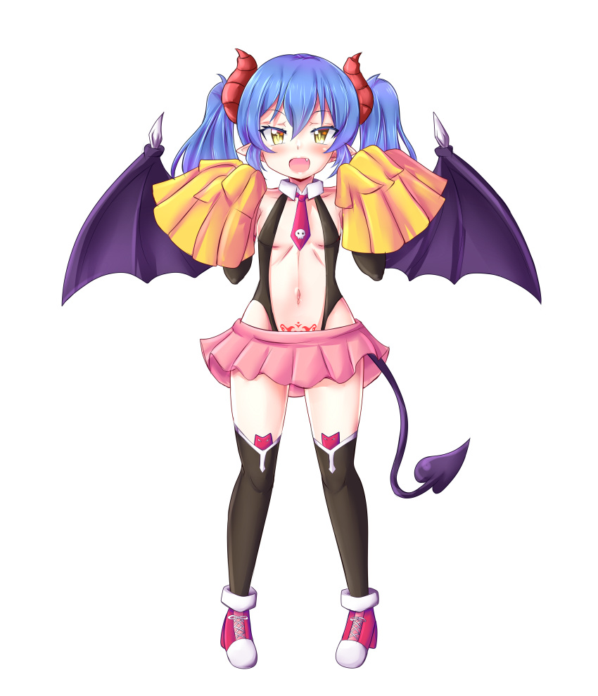 1girls blue_hair cheerleader demon demon_girl demon_horns demon_tail demon_wings horns seryuu source_request tail unholysoul wings yellow_eyes