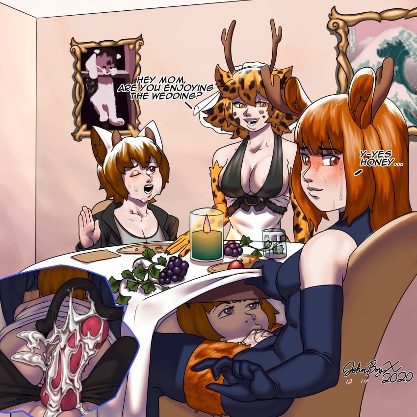 1girls 3futas age_difference animal_ears animal_penis antlers blowjob cheating cheating_mother cheating_on_wedding_day cheating_wife child clothed clothing cucked_by_futa cucked_by_mother cuckold cuckquean cum daughter dialogue fellatio female fully_clothed futa_on_female futa_with_female futa_with_futa futanari gonya group group_sex humanoid incest kemonomimi lea_heatherholm mother mother_and_daughter netorare ntr oral pale_skin parent parent_and_child partially_clothed selene_heatherholm sex spitroast stealth_oral stealth_sex sweat text threesome under_the_table unknowing_bystander wedding_dress xjohnboyx yuria_alumi