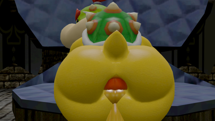 1boy 3d anthro ass balls bent_over_chair big_ass bowser_jr. indoors male male_only mario_(series) penis solo