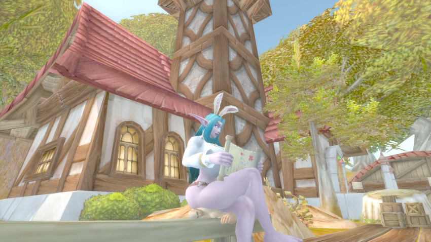 2020 alliance_(warcraft) blizzard_entertainment eastern_kingdoms female_domination human_furniture large_ass night_elf noblegarden purple_skin redridge_mountains screenshot sitting_on_back sitting_on_person thick_thighs warcraft world_of_warcraft