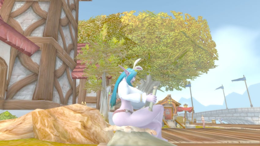 2020 alliance_(warcraft) blizzard_entertainment eastern_kingdoms female_domination human_furniture large_ass night_elf noblegarden purple_skin redridge_mountains screenshot sitting_on_back sitting_on_person thick_thighs warcraft world_of_warcraft