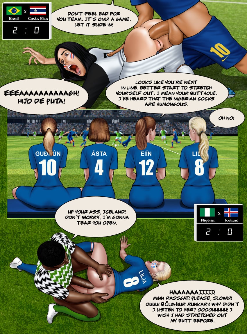 2018_fifa_world_cup anal anal_sex ass bottomless brazil buggery comic costa_rica dark-skinned_male defeat defeated dialogue extro football humiliation iceland nigeria painal penalty_game score soccer soccer_shoes soccer_uniform socks sport sports straight trash_talk uniform victory world_cup