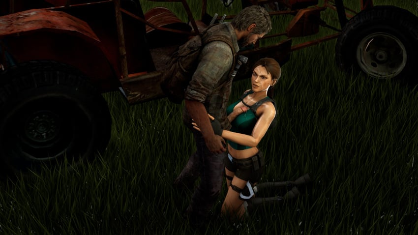 1boy 1boy1girl 1girls 3d backpack beard boots brown_eyes brown_hair clothed clothed_female clothed_male clothed_sex clothing crossover embracer_group facial_hair female female/male grass hands_on_another's_hips joel_miller lara_croft lara_croft_(l.a.u.) looking_at_another looking_at_partner male male/female naughty_dog on_knees outdoor_sex outdoors outdoors_sex outside penis penis_out ponytail sfm sfmarvel shorts sony_interactive_entertainment source_filmmaker the_last_of_us tomb_raider vehicle