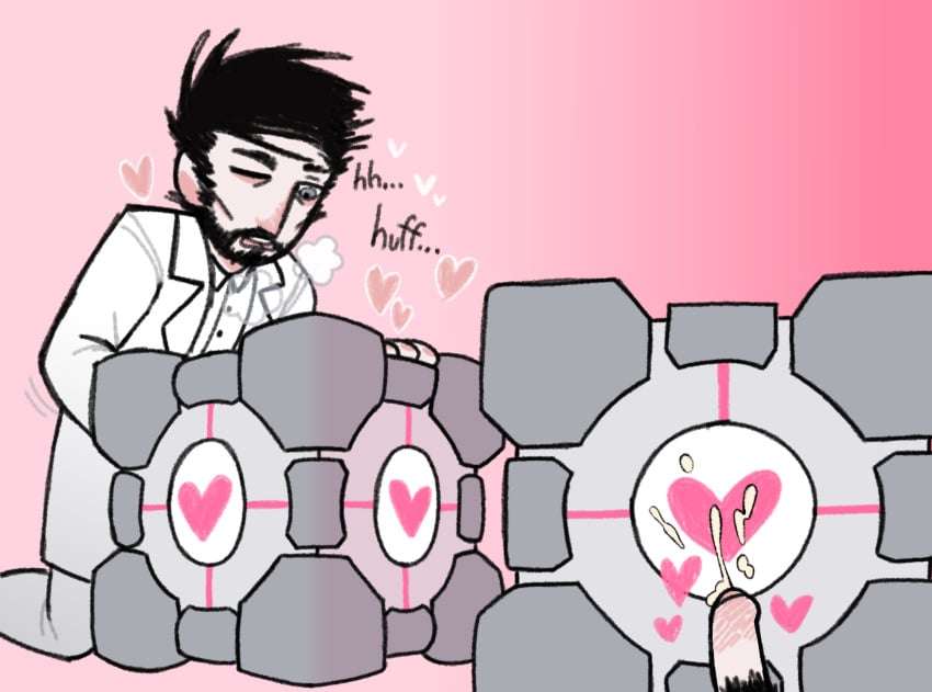 companion_cube cum doug_rattmann_(portal) heart humping humping_object male male_only objectophilia objectum penis portal_(series) simple_background solo solo_male tagme toony valve