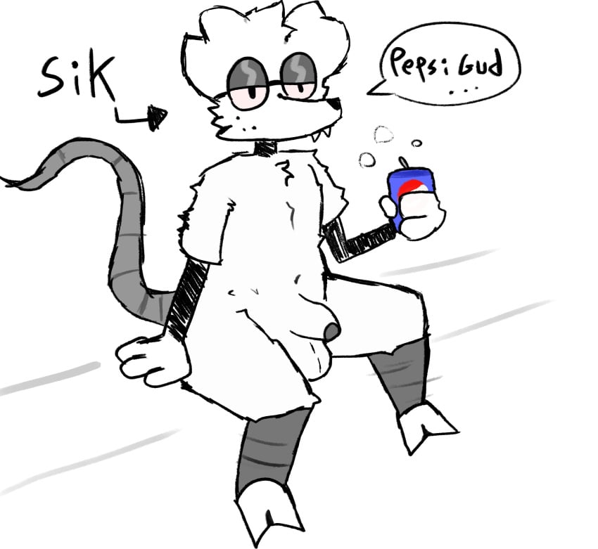 bedroom_eyes cock doodle el_sick english_dialogue furry_only furry_tail fursona looking_bored nerd oc pepsi possum sitting small_cock