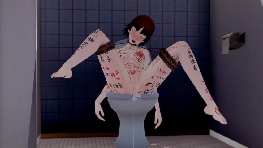 1girls 3d after_rape after_sex bathroom_stall broken_rape_victim female female_only koikatsu makoto_niijima persona persona_5 solo solo_female totalsun