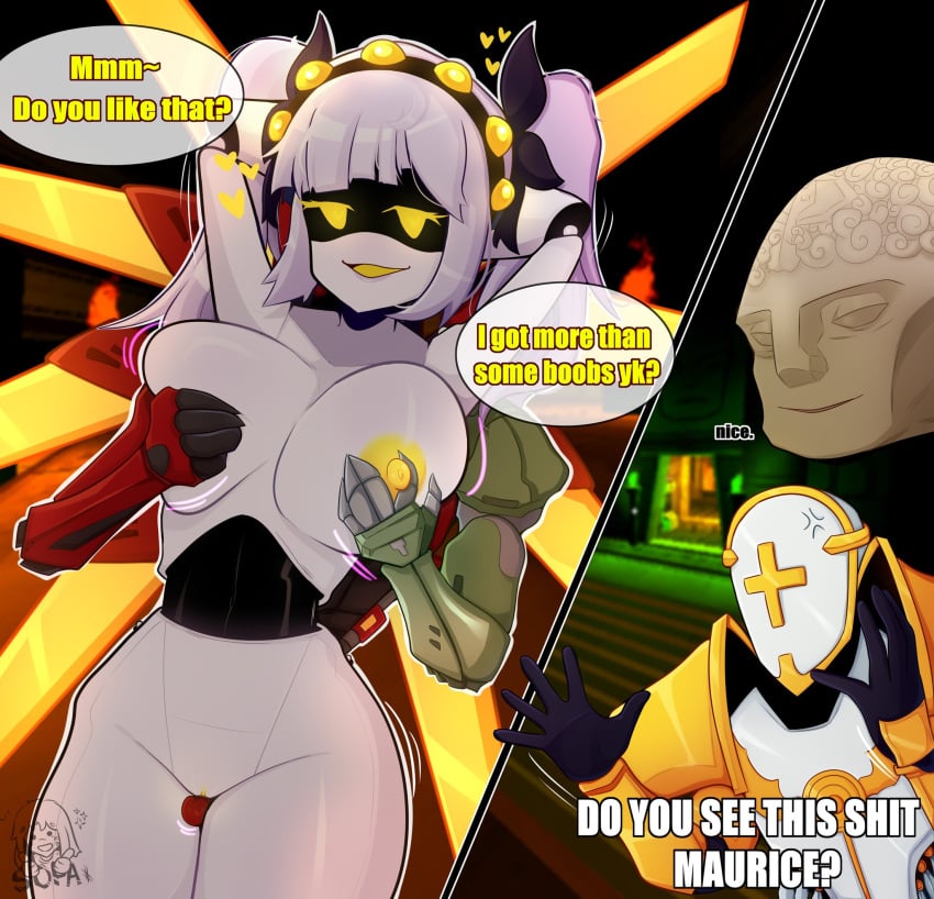 2d big_breasts black_text breast_grab breasts english english_text female gabriel_(ultrakill) humanoid j_(murder_drones) male maurice_(ultrakill) murder_drones open_mouth penis robot robot_girl robot_humanoid screen_face sopa-chan tagme talking text ultrakill v2_(ultrakill) white_hair white_skin white_text yellow_eyes yellow_hearts yellow_text