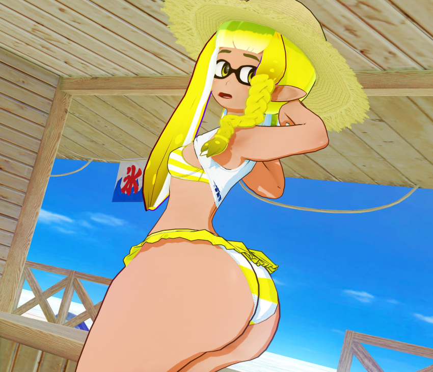 1girls 3d 9191k animal_humanoid anthro ass big_ass cephalopod cephalopod_humanoid female humanoid inkling inkling_girl koikatsu mask_(marking) new_agent_3_(splatoon) nintendo pointy_ears pseudo_hair solo splatoon splatoon_(series) splatoon_3 squid sun_hat swimsuit tagme tentacle tentacle_hair veronika_(splatoon) yellow_hair