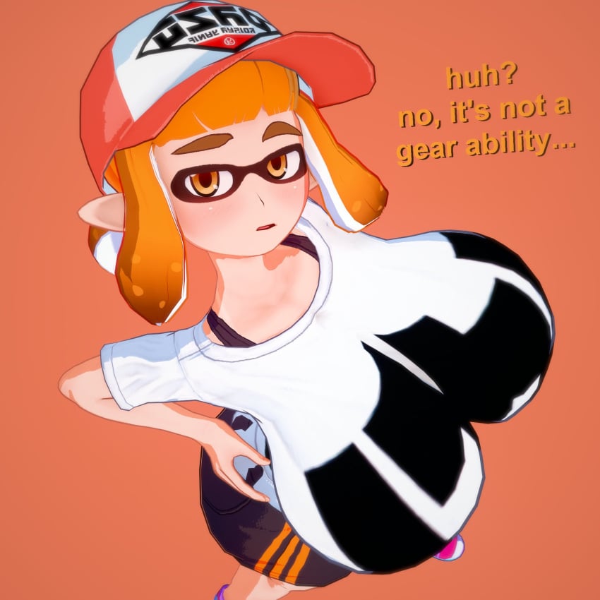 1girls 3d 9191k agent_4_(splatoon) female huge_breasts inkling inkling_girl nintendo orange_hair short_hair solo splatoon splatoon_(series) splatoon_2 tagme