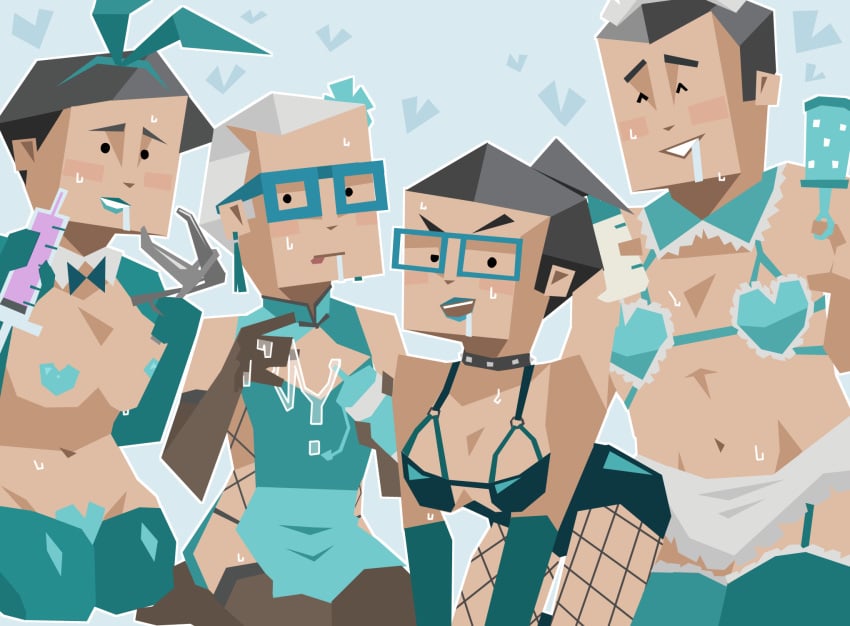 16personalities 2boys 2girls accurate_art_style baby_bottle blush boobs bunnysuit centinels_(mbti) chinese_clothes clothed collar cum drooling earrings esfj estj fishnets forceps glasses heart_symbol horny_face injection isfj istj lingerie lipstick lube lube_bottle lube_drip maid_uniform mbti mc_sailor milk_bottle multiple_characters nipple_pasties official_style pantyhose pasties rattle self_upload sweat syringe tagme tongue_out