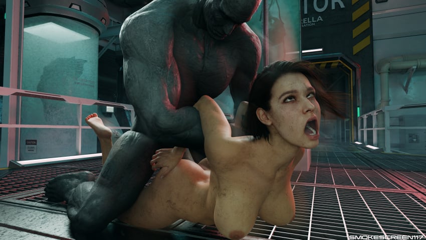 1girls 1monster 3d 3d_(artwork) ahe_gao ambiguous_penetration arms_behind_back ass athletic athletic_female barefoot big_breasts breasts brown_hair completely_nude completely_nude_female defeated defeated_heroine dirty fucked_silly hair_pull interspecies jill_valentine jill_valentine_(sasha_zotova) maledom monster mr_x prone_bone resident_evil resident_evil_3 resident_evil_3_remake rough_sex sex smokescreen117 straight white_female