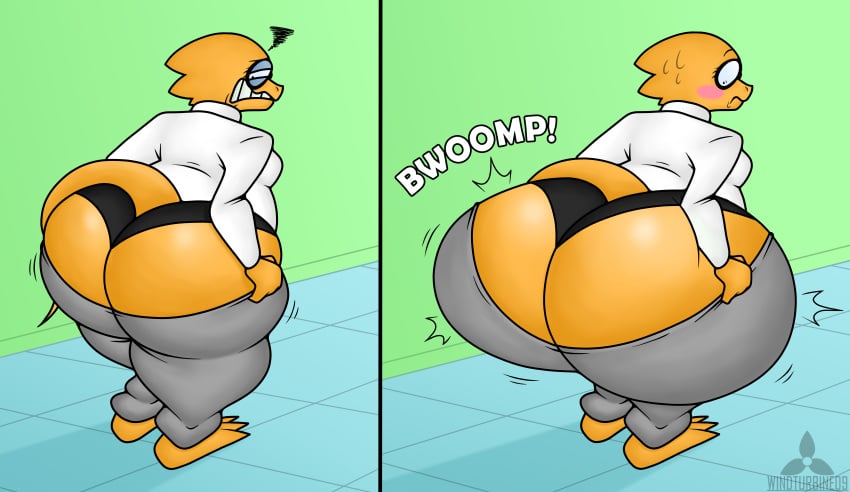 1girls alphys anthro ass_bigger_than_head ass_cleavage ass_expansion fat_ass female_only huge_ass massive_ass scalie sequence tail undertale undertale_(series) windturbine09