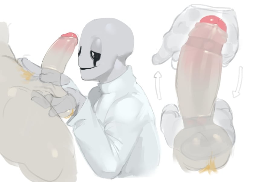 asgore_dreemurr bald ball_play balls blonde_hair clothed clothing duo facial_markings gaster gay genitals hair head_markings hi_res hole_in_hand holes_in_body humanoid kogito male male/male male_penetrated male_penetrating male_penetrating_male markings off_screen_character penetration penis pubes sex shirt smile solo topwear undershirt undertale undertale_(series) white_body