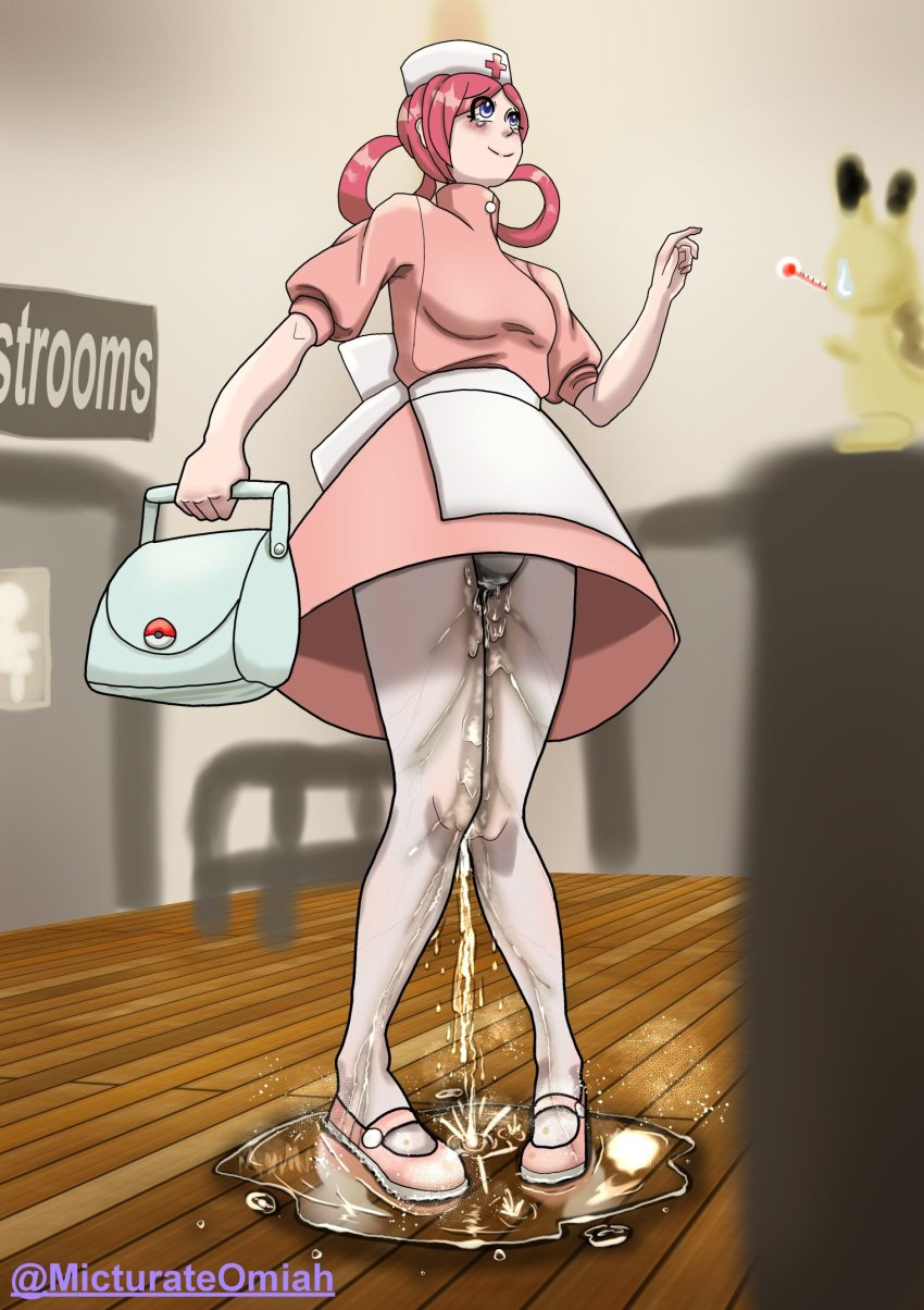 micturate_omiah nurse_joy omorashi panties peeing peeing_self pokemon stained_panties upskirt urinating urinating_female urination urine urine_on_ground urine_on_legs urine_pool urine_stream wet_panties wetting wetting_self white_panties