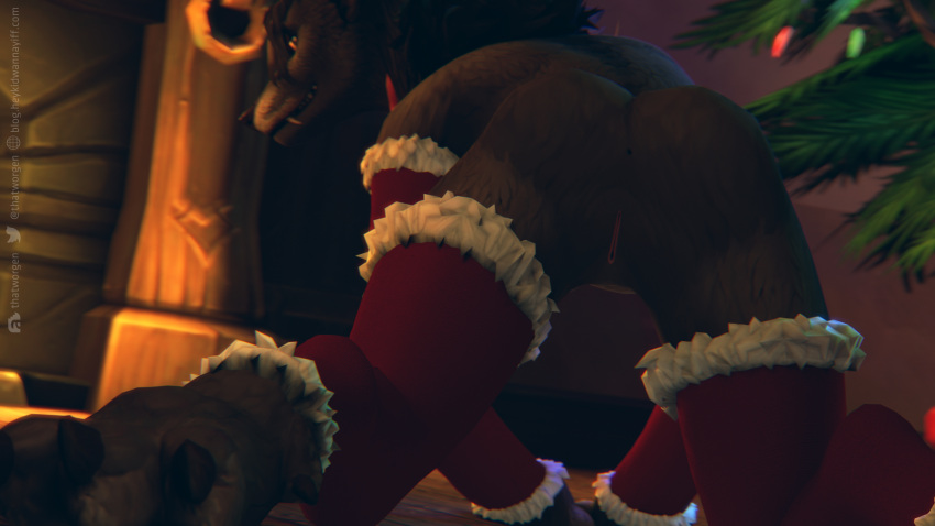 16:9 3d 8k absurd_res anthro anus ass barefoot blizzard_entertainment canid canine christmas christmas_clothing christmas_tree claws clothing digital_media_(artwork) fangs female fireplace fur genitals hair hi_res hindpaw holidays legwear looking_at_viewer mammal mane nude pawpads paws pinup plant pose presenting presenting_hindquarters presenting_pussy pussy red_clothing ribbons solo spread_legs spreading text thatworgen thigh_highs toes tree video_games warcraft were werecanid werecanine werewolf widescreen worgen world_of_warcraft
