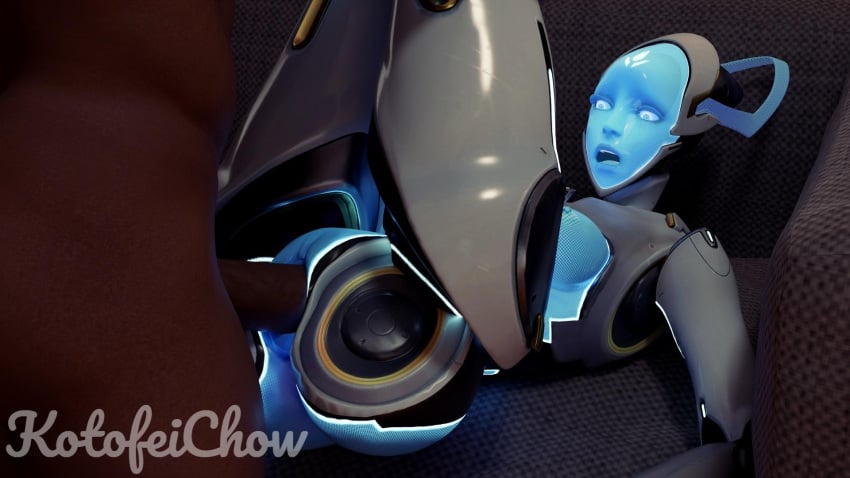 3d ass blender blizzard_entertainment breasts butt dark-skinned_male dark_skin echo_(overwatch) female kotofeichow legs_up male medium_breasts missionary missionary_position moaning omnic overwatch pleasured robot_girl sex straight thick_thighs unseen_male_face