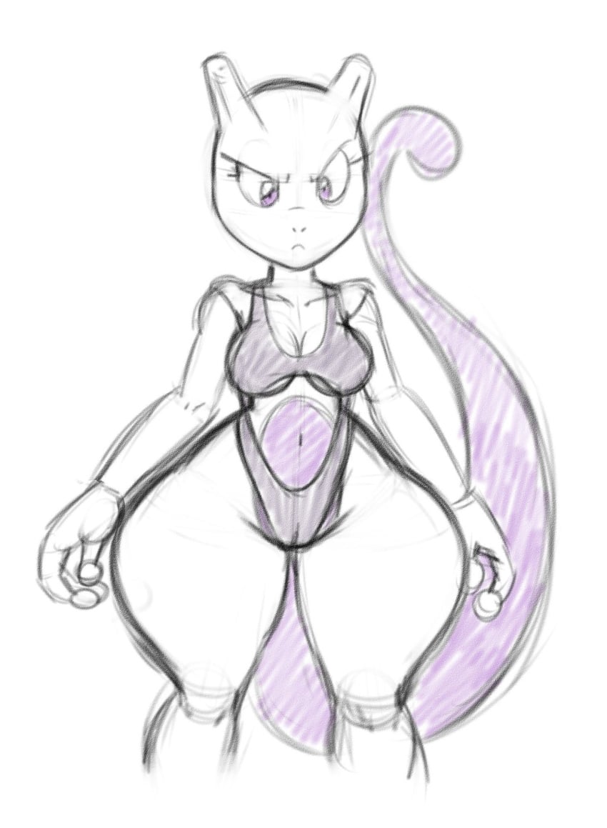 anthro big_ass big_butt breasts female female_mewtwo female_only game_freak mewtwo nintendo pokemon pokemon_(species) pokethot's sketch tansau wide_hips