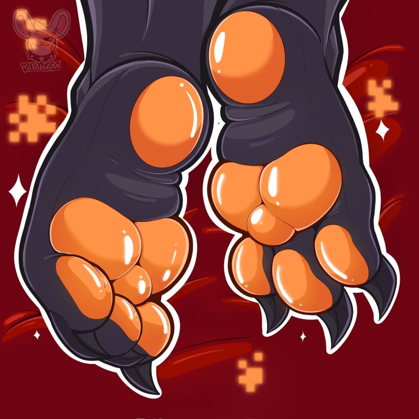 1boy 3_toes absurd_res absurd_resolution absurdres anthro anthro_focus anthro_male anthro_only black_body digital_art digital_drawing_(artwork) digital_media digital_media_(artwork) enderman feet feet_focus feet_only feet_together foot_focus henry_(yamwamm) hi_res high_resolution highres male male_focus male_only microsoft minecraft minecraft_mob orange_pawpads paw pawpads paws solo tagme toe_claws toe_pads toes yamwamm