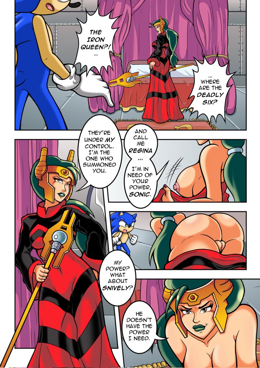 comic_page commission iron_queen regina_ferrum regina_the_iron_queen riccardus97 sonic_(series) sonic_the_hedgehog sonic_the_hedgehog_(comics) sonic_the_hedgehog_(series) speech_bubble undressing